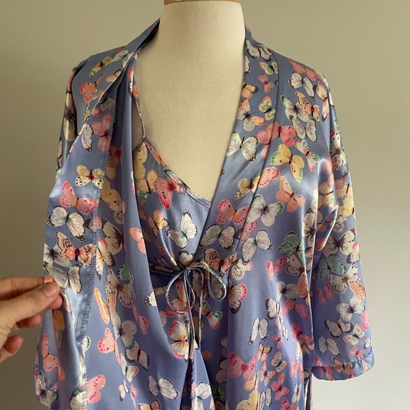 3pc Vintage Amelia’s Butterfly Robe + Slip SET - Picture 10 of 12
